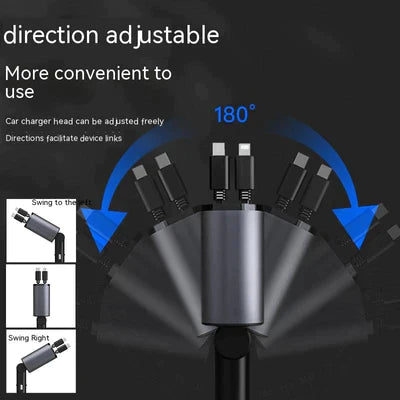 100W Fast Retractable Car Charger (for iPhone & Android)